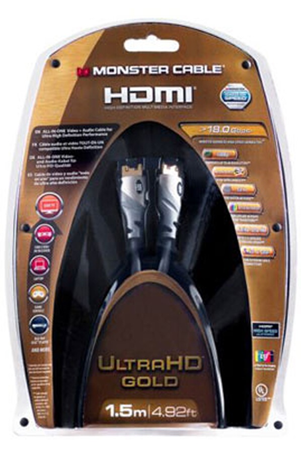 Cable video Monster CABLE HDMI 4K Cordon hdmi Gold 1,5m (1385780) Darty