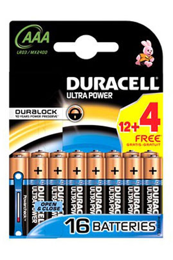 Pile Duracell LR03 AAA 12+4 ULTRA POWER (1399152) | Darty