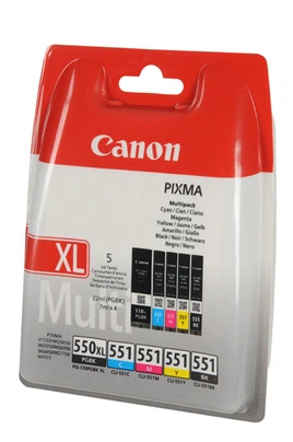 Cartouche d'encre Canon Pack PGI 550XL noir + 4 couleurs CLI 551
