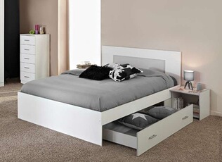 lit discount SAGA Blanc 140x190 cm Lit avec sommier Achat Design