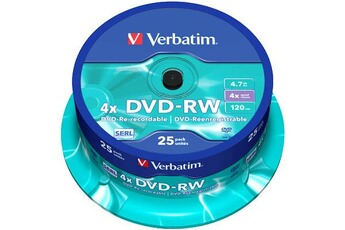CD / DVD / Blu Ray Verbatim DVD RW Data/Video, 4x certifié, 25