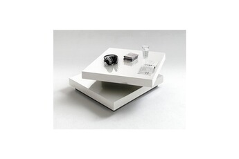 Table basse Table basse carrée pivotante blanc laqué Margo Royale