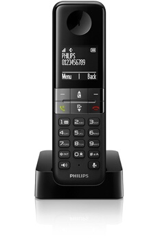 PHILIPS D4501B sans fil numérique Son HQ Ecran graphique 4.6 cm 16 h d?autonomie Clavier rétroéclairé