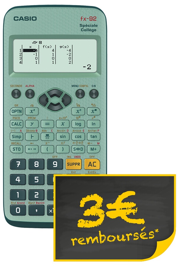 Calculatrice Scientifique Casio FX 92 Spéciale Collège - CALCULATRICE (2033917) | Darty