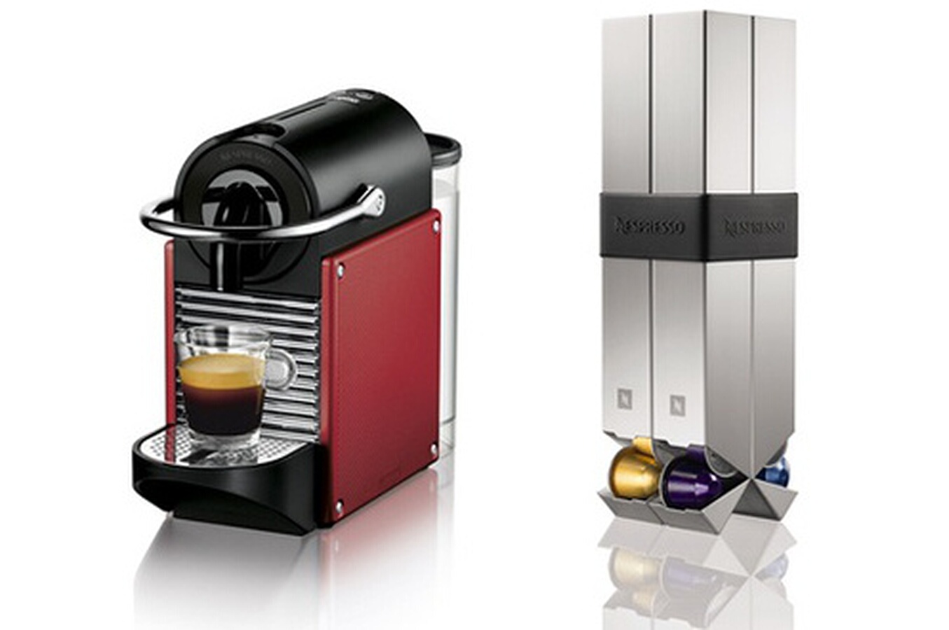 Expresso Nespresso PIXIE CARMIN M110 + PORTE CAPSULES PIXIE SLEEVE