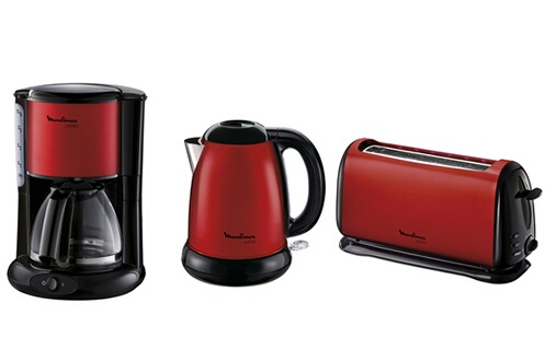 Moulinex CAFETIERE + BOUILLOIRE + GRILLE PAIN SUBITO ROUGE MAT