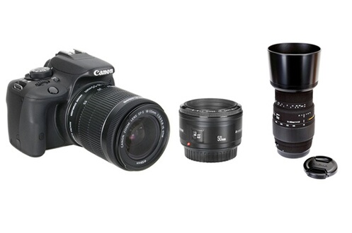 Canon EOS 100D + 18-55 IS STM + 50 MM F/1.8 + Sigma 70-300mm F4-5.6 DG Macro pour Canon