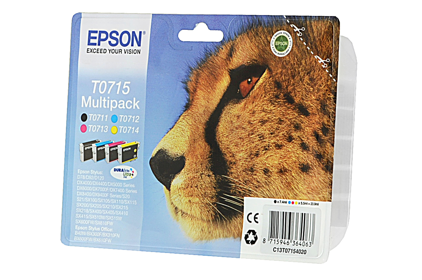 Cartouche d'encre Epson Pack Guepard T0715 4 couleurs