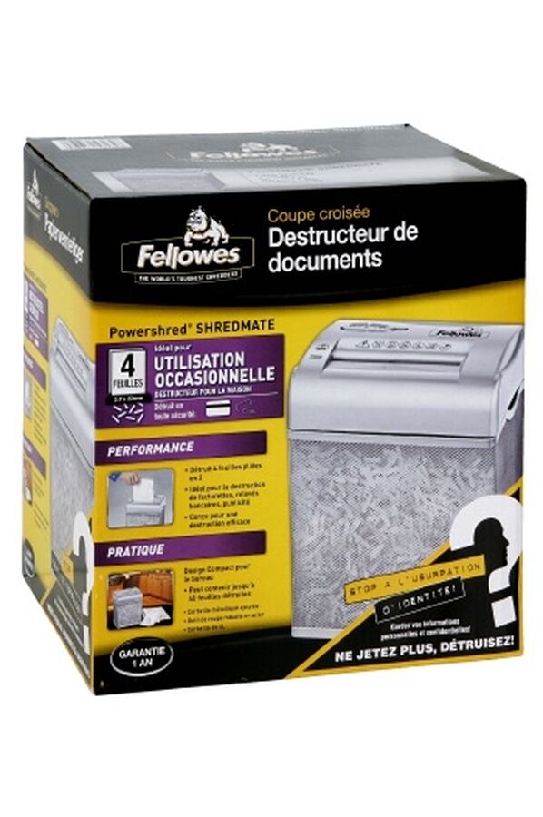 Destructeur de document Fellowes 3700501 Shredmate 4 feuilles A5