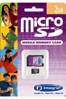 Carte mémoire micro SD Integral MICROSD 2GB - 76-55-15 INMSD2G
