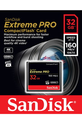 Cartes CompactFlash Sandisk Carte Mémoire Compact Flash Extreme Pro 160MB/s  32 GB VPG 65, UDMA 7 - SDCFXPS-032G-X46