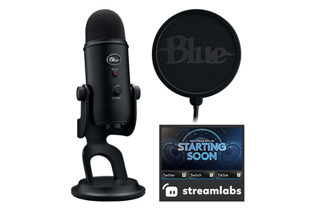 Microphone Logitech Blue Yeti Game Streaming Kit, Micro gaming USB Yeti avec filtre anti-pop personnalise pour PC & Mac - Blackout