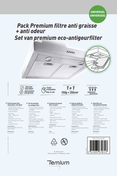 Accessoire Hotte Temium Filtre de Hotte Anti graisse & Anti odeur 47x57cm Premium - Universel & Déco