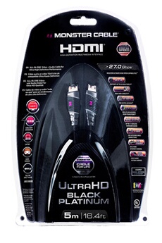 Monster Cable - Connectique Audio / Vidéo Monster Cable CORDON HDMI ULTRA HD BLACK PLATINUM 5M