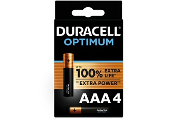 Piles Duracell Pack de 4 piles alcalines AAA Duracell Optimum, 1,5 V LR03