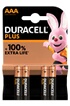 Duracell Pack de 4 piles alcalines AAA Duracell Plus, 1.5V LR03 photo 1