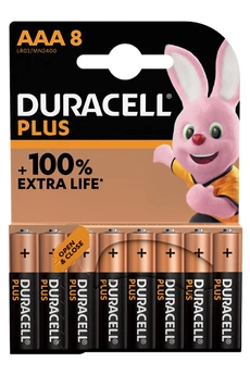 Piles Duracell Pack de 8 piles alcalines AAA Duracell Plus, 1.5V LR03