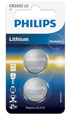Piles Philips PILES CR2032 X2 - CR2032P2/01B