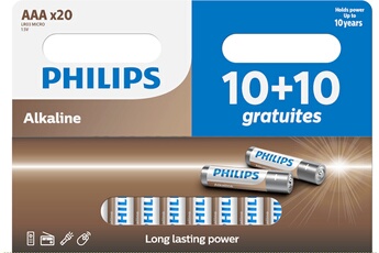 Piles Philips LOT DE 40 PILES ALCALINES AAA 1,5V (LR03)