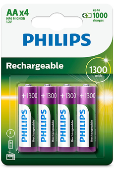 Pile rechargeable Philips PILES LR6 AA 1300 MAH