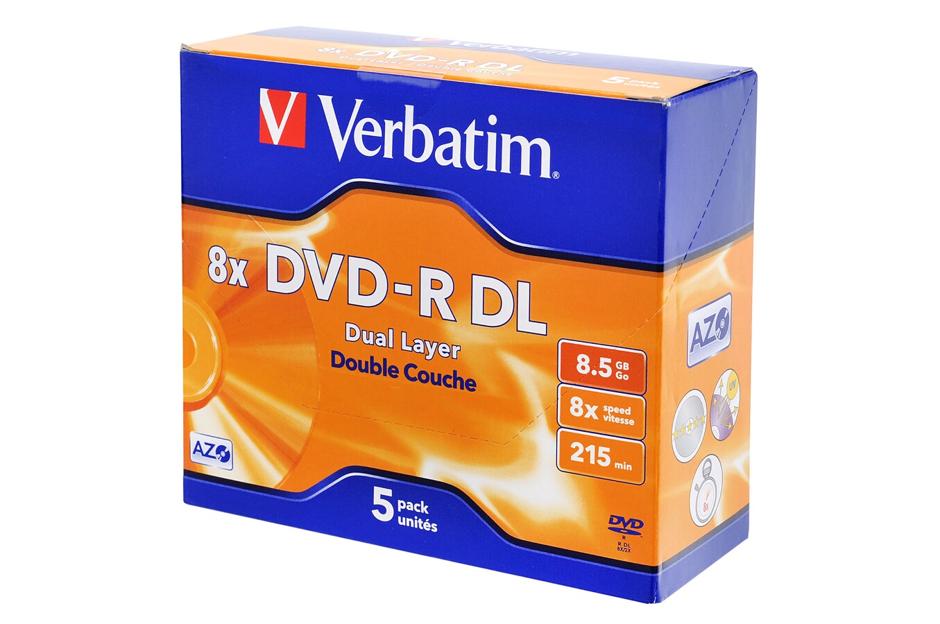 CD / DVD / Blu-Ray Verbatim DVD-R DL DOUBLE COUCHE x5 - DVDRDLDOUBLE ...