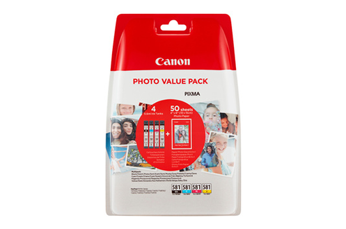Cartouche d'encre Canon PACK CLI-581 4 COULEURS +PAPIER PHOTO 50