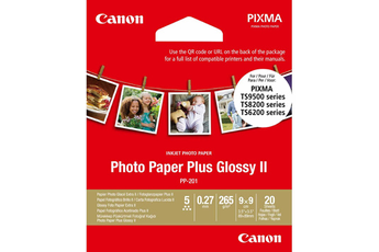 Papier d'impression Canon Papier photo glacé Extra II PP-201 8,8 x 8,8 cm - 20 Feuilles - 265g/m²