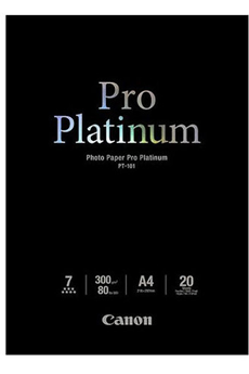 Papier d'impression Canon Papier photo PT-101 Pro Platinum A4 - 20 Feuilles - 300g/m²