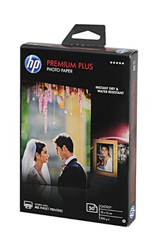 HP  Premium Plus Photo Paper - Brillant - 100 x 150 mm - 300 g/m&sup2; - 50 feuille(s) papier photo - pour ENVY 50XX, 7645; Officejet 52XX; PageWide MFP 377; Photosmart B110, Wireless B110 