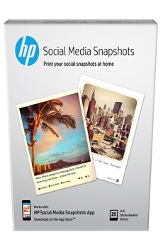 HP - Papier photo adhésif Social Media Snapshots amovible 25 feuilles - 10 x 13 cm