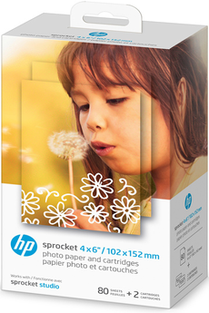 HP Papier d'impression Hp PACK PAPIER PHOTO ET CARTOUCHES SPROCKET STUDIO A6 - 80 FEUILLES