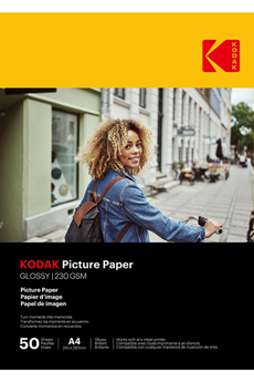 Papier d'impression Kodak Papier photo 230g A4 par 50 feuilles en finition Brillant