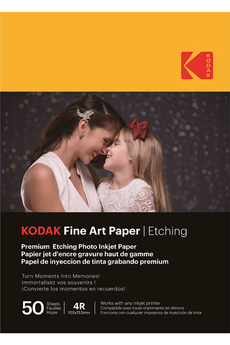 Papier d'impression Kodak Fine Art -Papier jet d'encre gravure hait de gamme / 210 gr 10 x 15 cm / 5