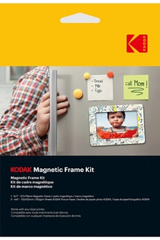 Kodak - Kit Cadre photo Magnétique - 1 Cadre magnétique - Pack de 5 feuilles - 180gsm - Format 10x15cm