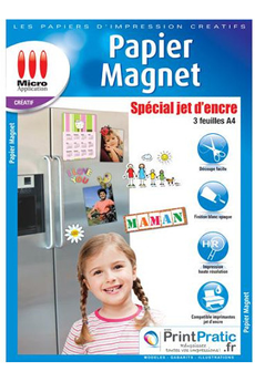 Papier d'impression Micro Appli Papier Magnétique spécial Jet d'encre - A4 - 3 Feuilles