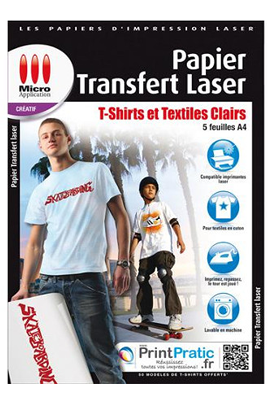 Papier d'impression Micro Appli Papier Transfert Laser T-Shirts et Textiles  Clairs - A4 - 5 Feuilles - 5351