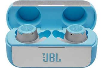 JBL Reflect Flow – Écouteurs intra-auriculaires sans fil pour le sport – Bluetooth et étanchéité IPX7 – Autonomie de 30 heures avec l'étui de recharge – Couleur : bleu et blanc