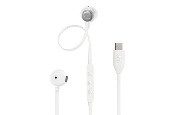 Écouteurs filaires Hi-Res / Télécommande à 3 touches avec microphone / Câble plat anti-nouds / Compatible avec les périphériques USB-C