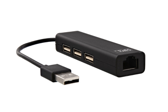 Adaptateur et convertisseur Tnb HUB USB 3 PORTS USB-A 2.0 + 1 PORT RJ45 FEMELLE NOIR