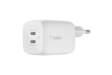 Chargeur et câble d'alimentation PC Belkin CHARGEUR SECTEUR 65W 2 PORTS USB-C , POWER DELIVERY, BLANC