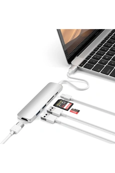 Satechi - HUB USB-C 6 EN 1 CABLE ARGENT