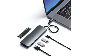 Hub USB Satechi HUB USB-C 4 EN 1 AVEC EMPLACEMENT POUR SSD GRIS