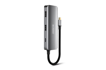 HUB USB-C 7 EN 1 AVEC 3 X USB-A / 2 X HDMI 4K 60HZ / 1 X RJ45 1GBPS / 1 X USB-C 100W PD GRIS SIDERAL