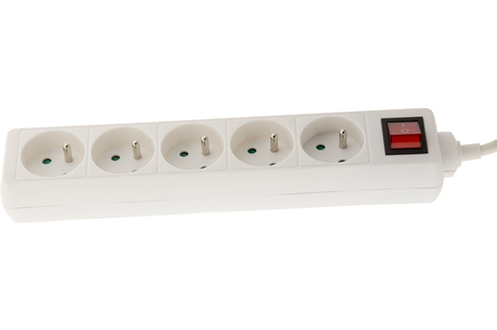 Bloc-multiprise 5 prises blanc - Interrupteur, fiche extraplate, câble 1m -  Zenitech
