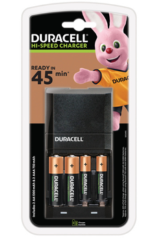 Chargeur de piles Duracell Chargeur 45min de 4 piles AA/AAA