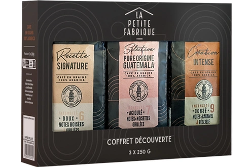 Café et thé La Petite Fabrique COFFRET DECOUVERTE GRAINS 3x250G
