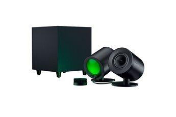 THX Spatial Audio : son surround 7.1 virtuel / Projection arrière de lumière Razer ChromaT RGB / Caisson de basses sans fil orienté vers le bas avec haut-parleur de 5,5 pouce / Compatibilité multiplateforme - Razer Wireless Control Pod inclus