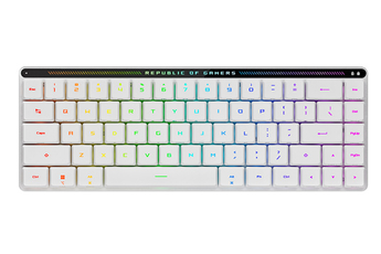 Clavier gaming sans fil 65% compact avec switches optiques / Connexion tri-mode avec technologie sans fil ROG SpeedNova et récepteur Omni / Contrôle intuitif, Expériences de frappe améliorées / Basculez facilement entre les modes Windows et MacOS.