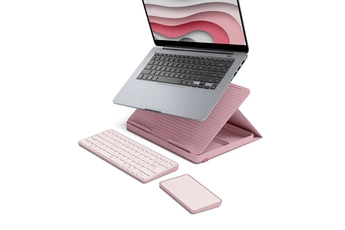 Confort ergonomique Support d'ordinateur portable pour une meilleure posture. / Compact et portable Clavier, pavé tactile et support, facile à ranger / Polyvalence Fonctionne sur toutes les surfaces et avec la plupart des ordinateurs portables (10-17 pouces). / Durabilité Fabriqué avec des plastiques recyclés et un emballage certifié FSC