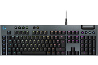 Clavier gaming filaire doté d'une plaque supérieure en aluminium sablé et de touches PBT double couche / Configurez jusqu'à 15 fonctions par touche et remappez les commandes les plus utilisées / Vitesse, précision et confort grâce aux switchs mécaniques GL ultra-plats / LIGHTSYNC RVB : accédez à près de 16,8 millions de couleurs pour personnaliser le jeu